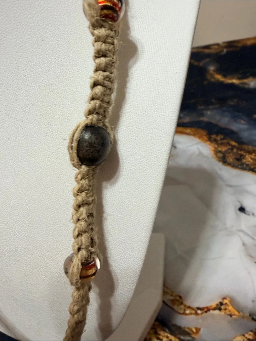 Men’s vintage rope/wood necklace